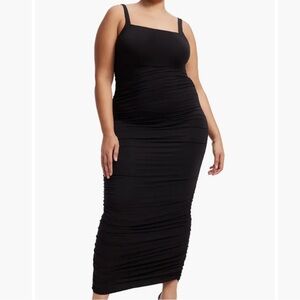 Good American Side Ruched Black Maxi Dress